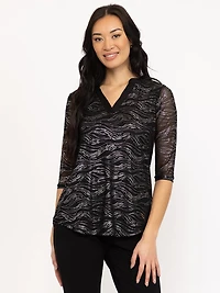 Women's Mesh V neck Blouse