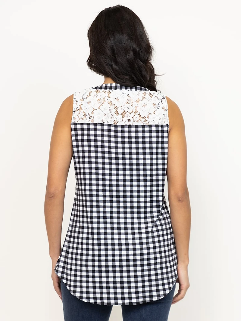 Women's Sleeveless Gingham Shirt