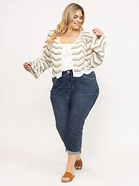 Women's Wave Stitch Tie Front Cardigan
