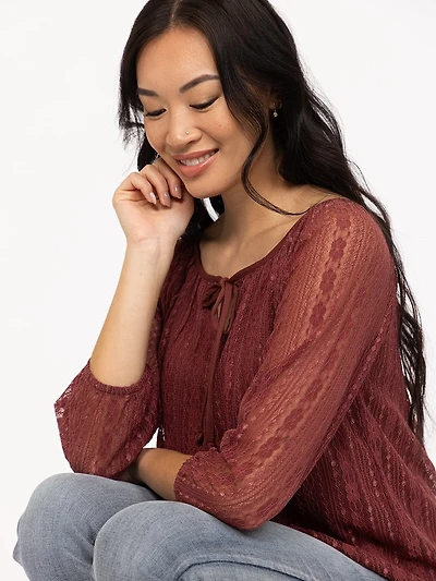 Women's Lace Peasant Top