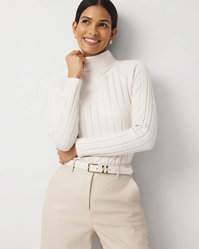 Ribbed Funnel Neck Top