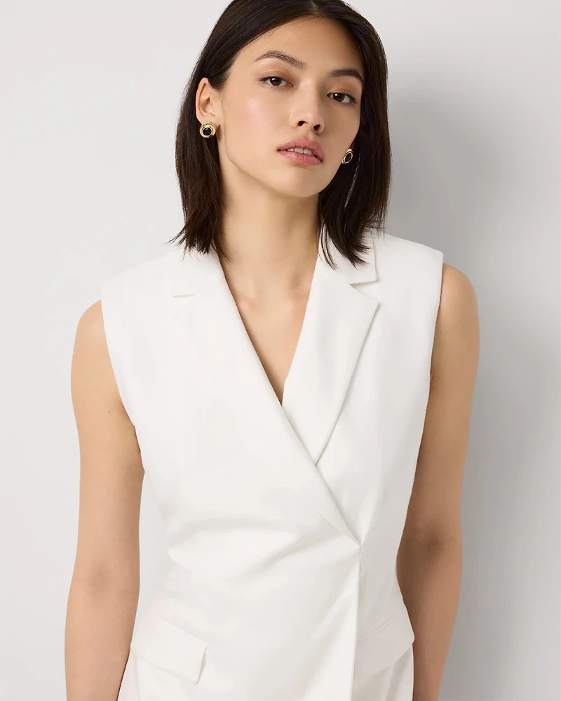 Petite Crosshatch Faux Warp Blazer Dress
