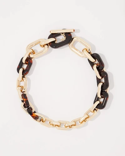 Gold and Tortoiseshell Link Toggle Necklace