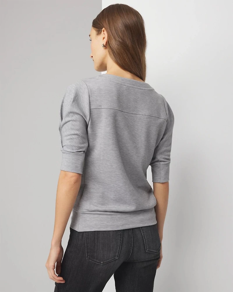 Pleated Sleeve Snit Top