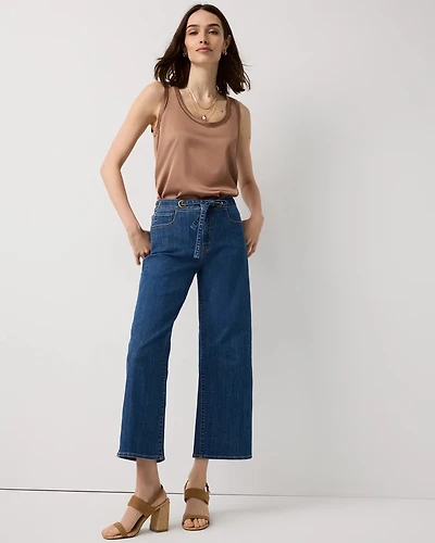 Grommet High Rise Wide Leg Crop Jean