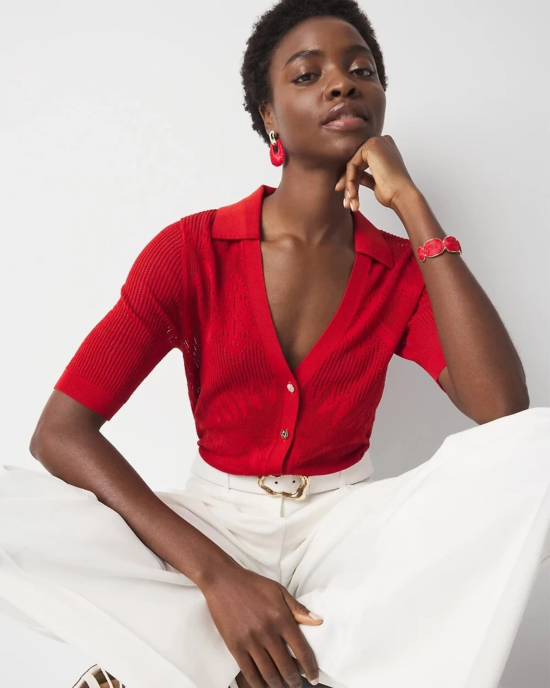 Pointelle Cardigan Sweater