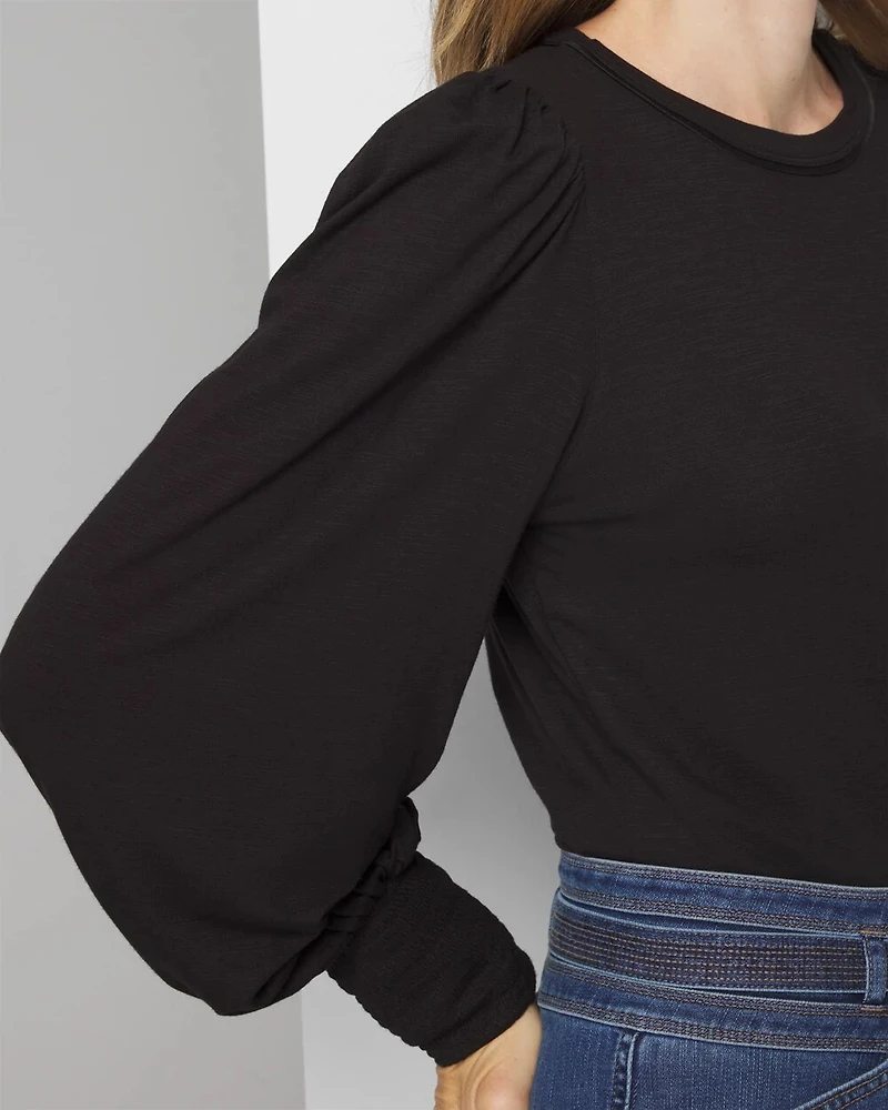 Long Sleeve Tee with Smocked Cuffs