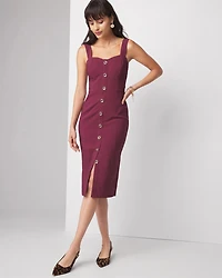 Sleeveless Button Front Sheath Dress