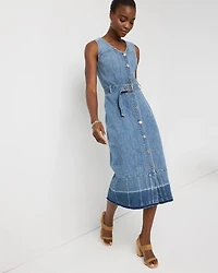 Belted Denim Midi Dress