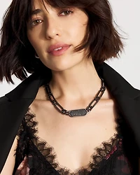 Hematite + Pavé Bar Necklace