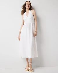 Eyelet Halter Midi Dress