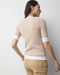 Elbow-Sleeve Henley Sweater