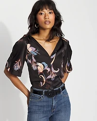 Satin Twist-Shoulder Top