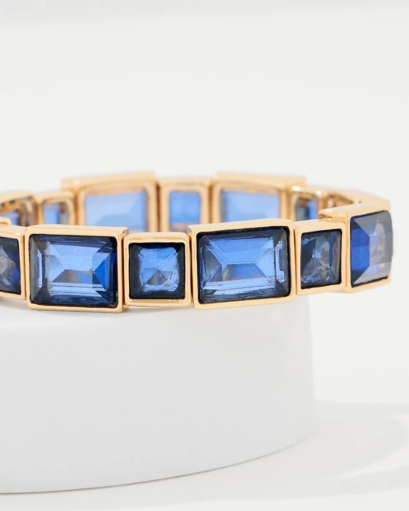 Dark Blue Glass Stone Stretch Bracelet