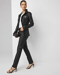 High-Rise Straight Coated Denim Jeans