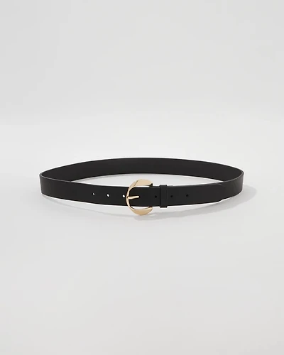 Twist Buckle Faux Leather Belt