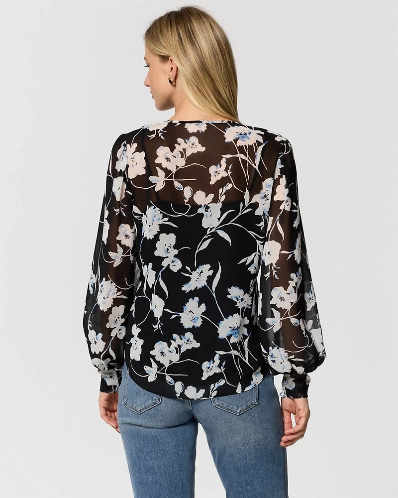 Chiffon Tie-Neck Blouse