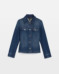 Pleated Denim Trucker Jacket