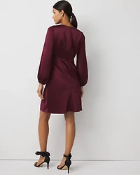 Balloon Sleeve Satin Dress