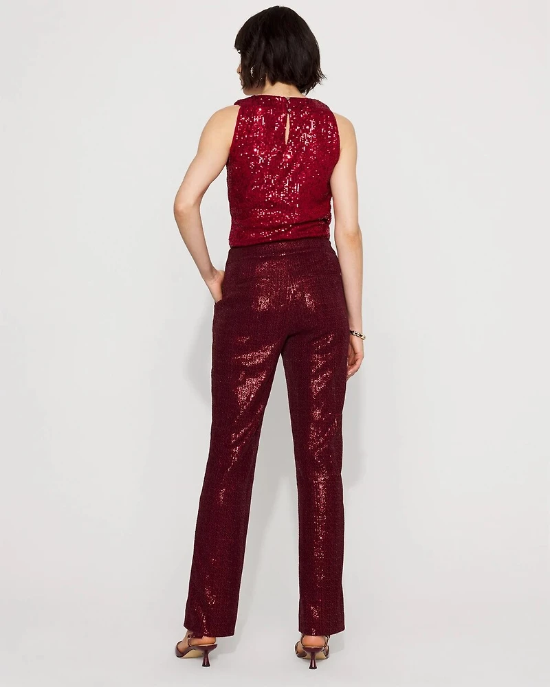 Zoey Sequin Velvet Straight Pant