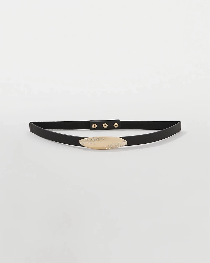 Dusted Pavé Buckle Skinny Belt