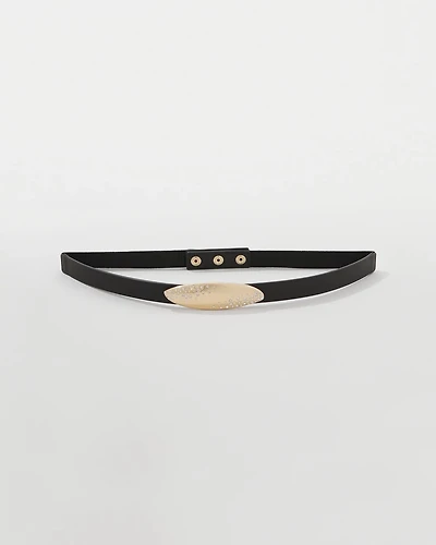Dusted Pavé Buckle Skinny Belt