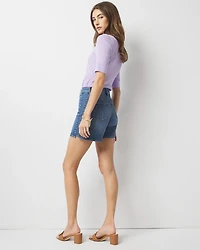 High-Rise Novelty Pocket Denim Short