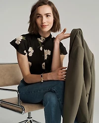 Flutter-Sleeve Satin Shirt