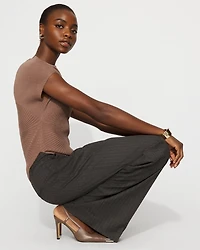 Asymmetric Rib Mock Neck Sweater