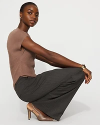 Asymmetric Rib Mock Neck Sweater