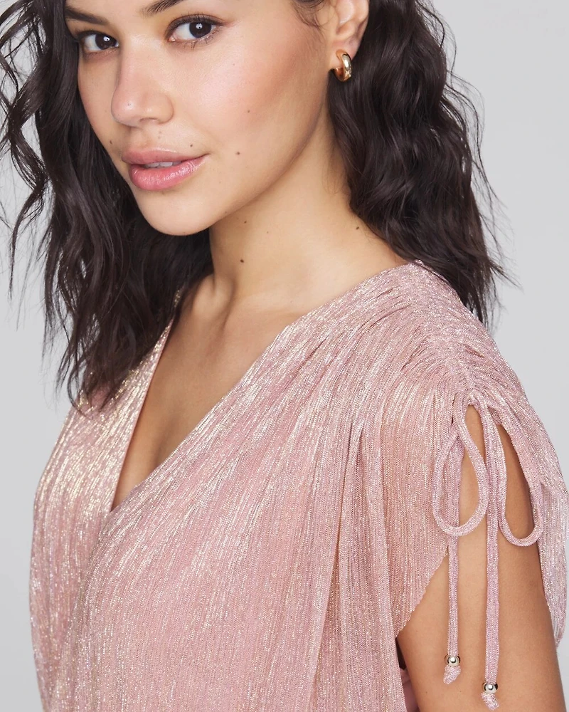 Cap Sleeve Shimmer Kimono Mini Dress