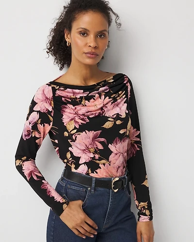 Cowl Neck Long Sleeve Top