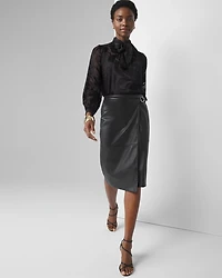 Faux Leather Wrap Skirt