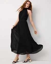 Pleated Halter Maxi Dress