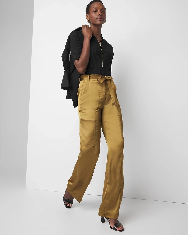 Curvy Belted Utility Wide Leg Trouser