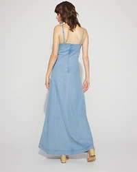 Chain Detail Denim Maxi Dress