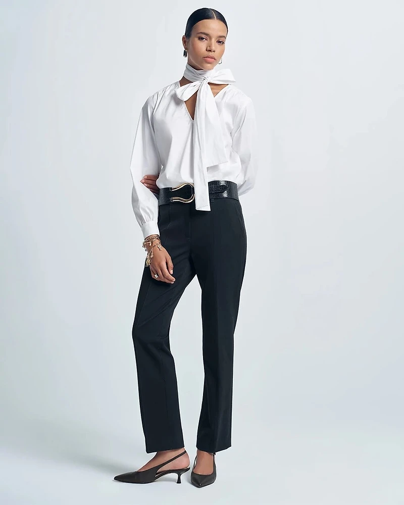 Removable Bow Poplin Blouse