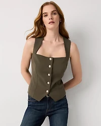 Petite Button Front Vest