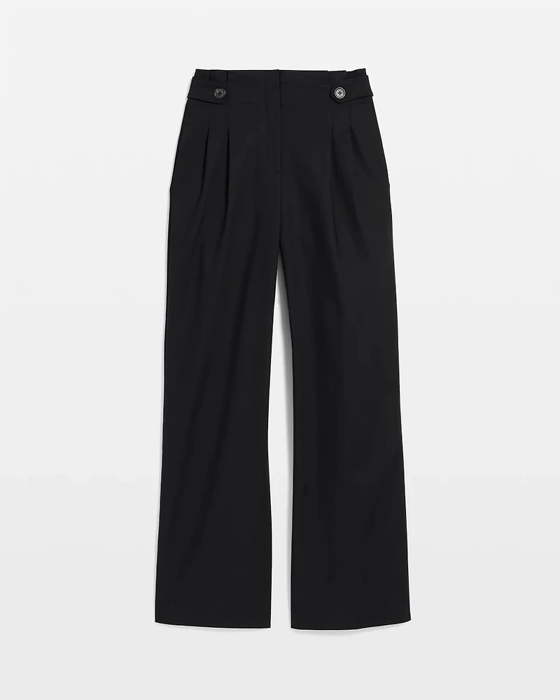 Petite Tab-Waist Wide-Leg Pant