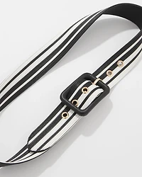 Black +White Faux Leather Belt