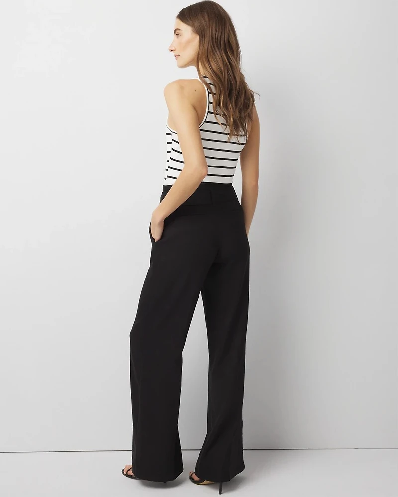 High-Rise Belted Wide Leg Trouser
