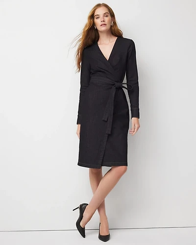Denim Wrap Midi Dress