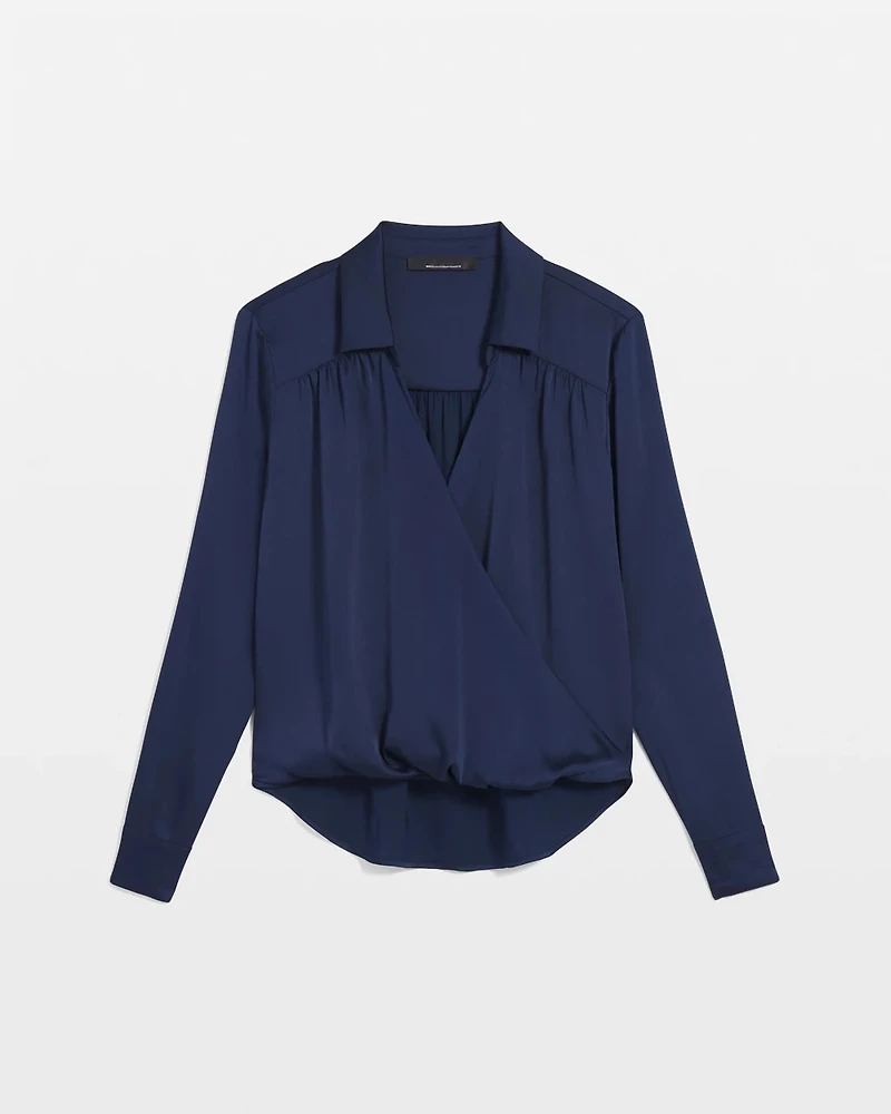 Satin Surplice Blouse