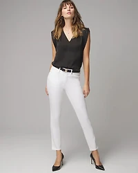 High-Rise White Straight Jeans