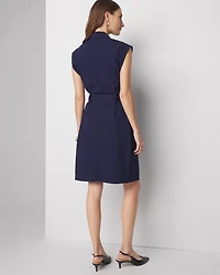 Petite Cap-Sleeve Utility Mini Shirt Dress