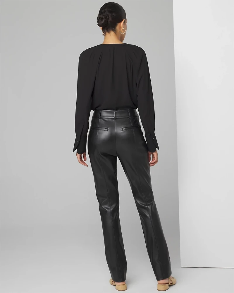 High-Rise Slim Faux Leather Trousers