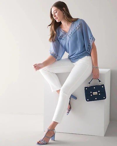 High-Rise White Straight Jeans