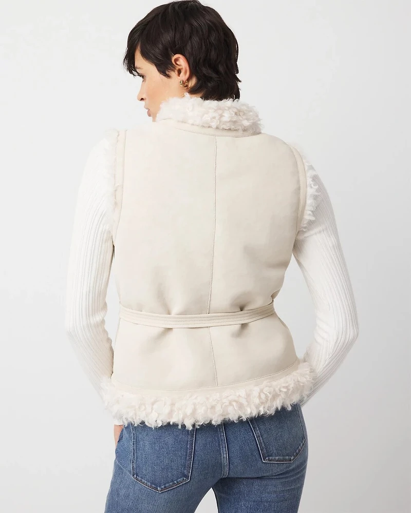 Reversible Faux Suede Sherpa Vest
