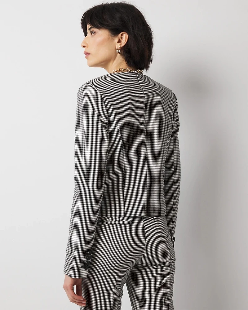 Petite Double-Breasted Gingham Jacket