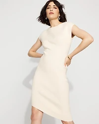 Petite Asymmetric Ribbed Sweater Dress